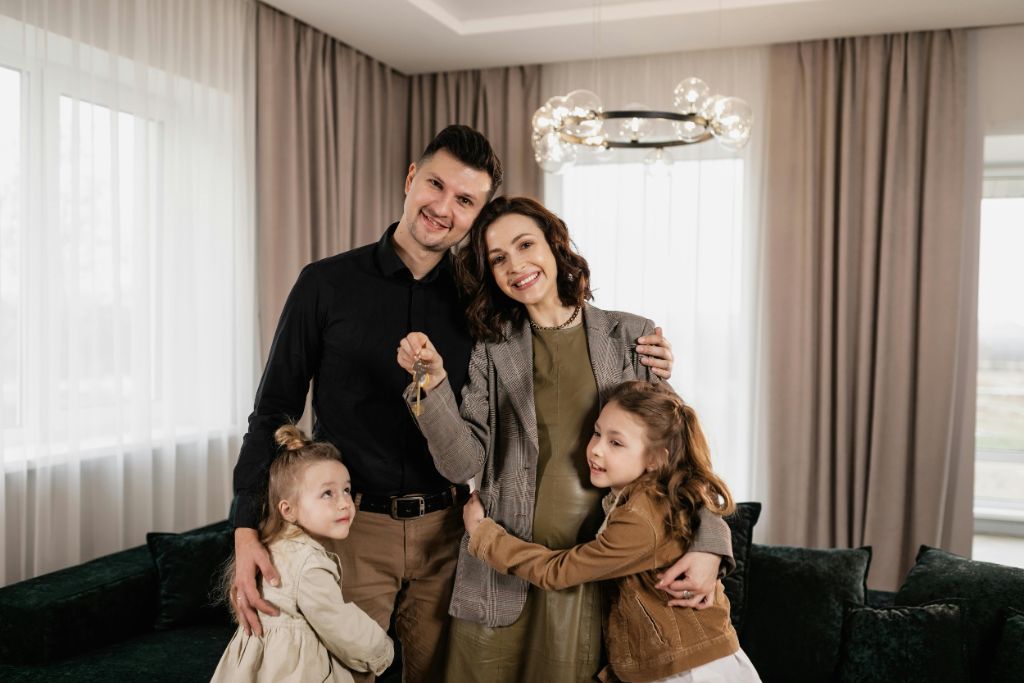 Young professional family in their home